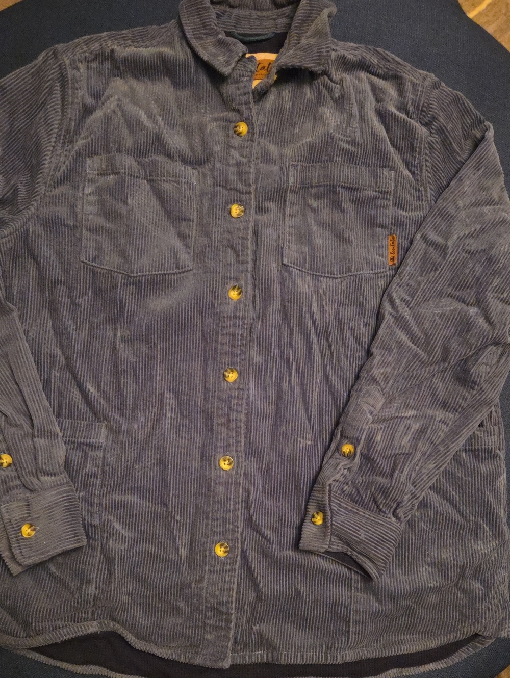 Levitate Men's Thermal Lined Corduroy Shirt Jacket Shacket Blue Medium